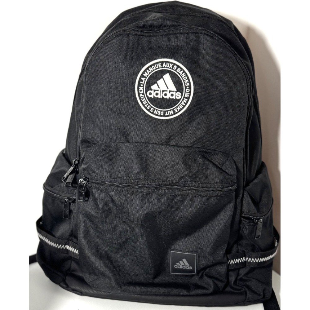 Preloved Adidas Backpack City Embroidered Laptop Bag Blk/White- School Book Bag